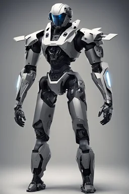 A battle iron suit with the ability to fly, made for humans