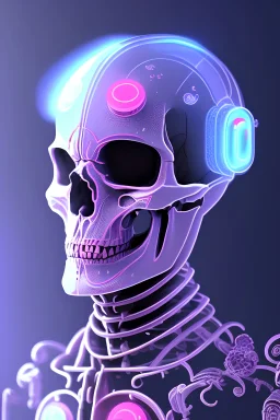 Futuristic Neon crystal skeleton samurai smoke