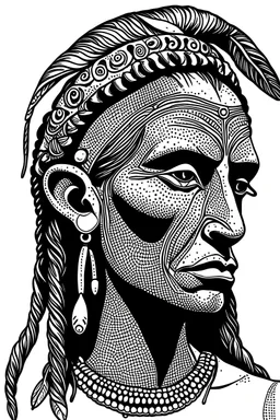 Outline art for taino chief Hatuey