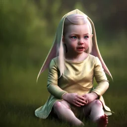 Galadriel toddler, full body, dramatic lighting, hyper realistic