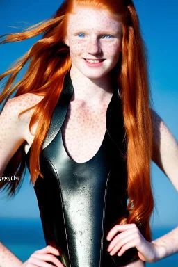 (strikingly beautiful 16 year old charming teen girl:1.2) with (long ginger hair:1.1) and (freckles:1.2) wearing (skimpy leather fantasy armour with halter top and thong:1.3) and (medium cleavage:1.2), tracing, ambient light, highres, (hyperrealistic:1.2), (perfect face:1.1) intricate (high detail:1.1) body, beautiful detailed eyes, plump lips, fantasy theme, Model hash: ddc3021b