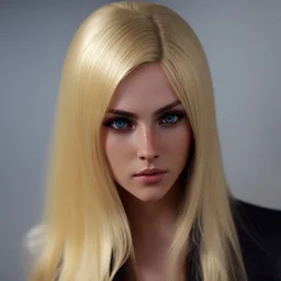 Photorealistic headshot of a beautiful blonde assassin