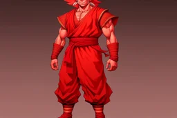 Full Body, male red dragonborn, monk, outfit like goku