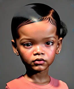 Rihanna toddler, full body, soft skin, dramatic lighting, hyper realistic