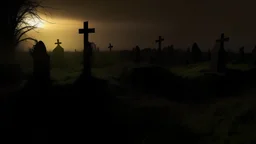 Evening, cemetery, middle ages, crosses, abandoned cemetery