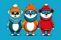 cool fun winter clothing brand winter wear random design party animal theme simple 3 colours