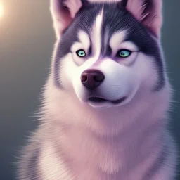 Husky, neon pink eyes, 8K, cinematic lighting, sharp focus, masterpiece, expert