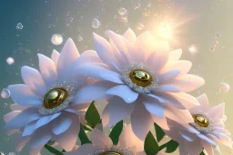 a white and crystal subtle flower in a cosmic ambiance, transparent petals, delicate colors, in the foreground, full of details, smooth, bright sunshine，soft light atmosphere, light effect，vaporwave colorful, concept art, smooth, extremely sharp detail, finely tuned detail, ultra high definition, 8 k, unreal engine 5, ultra sharp focus