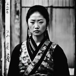 [art by Daido Moriyama] She is a lone female warrior, the last of her clan, bearing the weight of tradition and tragedy upon her shoulders. Bound by the code of Bushido, she carries with her the legacy of her ancestors, a heritage steeped in honor and sacrifice. Yet beneath the facade of resilience lies a heart heavy with sorrow, as a solitary figure, her silhouette etched against the fading light of the setting sun.