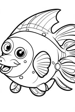 coloring page for kids, fish, cartoon style, thick outline, low details, no shading, no color