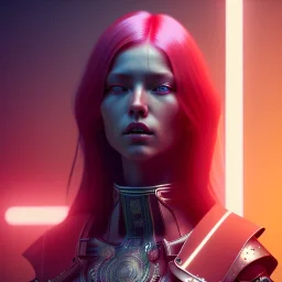 Nordic Woman, red hair, samurai, cyberpunk, neon, highly detailed, art stations, concept art, smooth, unreal engine 5, god rays, ray tracing, RTX, lumen lighting, ultra detail, volumetric lighting, 3d, finely drawn, high definition, high resolution, gradient background