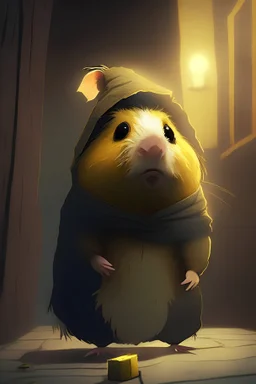 A guinea pig in the art style of little nightmares