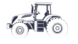 side profile of a modern tractor, simplified vector on white background