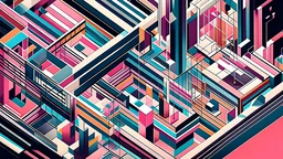A dynamic fusion of minimalist aesthetics converges with high fashion, entwined in the rhythmic dance of graphic design. This visual symphony unfolds in a dynamic art deco panorama, where isometric styles interlace, creating an avant-garde tapestry that defies conventional boundaries.