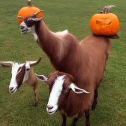 goat with a pumpkin head