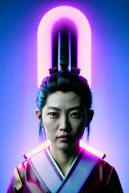 portrait, Asian woman samurai warrior :: symmetry photography, cyberpunk style, punk hair, army, katana, japanese traditional ornaments, pink, white, black, led wires, glow eyes, cinematic, Ultra realistic, dark scene, soft color, highly detailed, unreal engine 5, RTX, ultra detail, 3d, finely drawn, high definition.