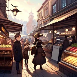 steampunk girl, streetMarket,