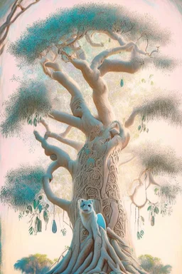 Potrait tree of life in disney animal kingdom.,peaceful atmosphere, generasi tle morning light, soft pastel color