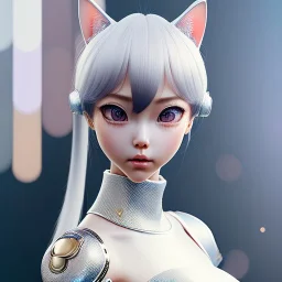 beautiful smooth realistic Japanese cat girl robot, full body and face, cat aye, extremely sharp detail, finely tuned detail, ultra high definition, 8 k, unreal engine 5, ultra sharp focus, accurate wings