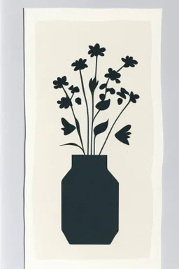 Simple minimalist Block print of flowers in a vase