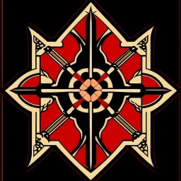 Make a medieval symbol for a samurai knight, it must be dark red and symmetrical.