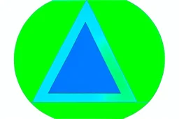 green triangle in the middle of circle, blue and green