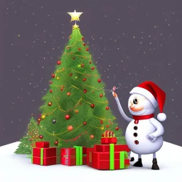 cute 3d cartoon christmas tree with Biswap & BSC News branding elements in the outline