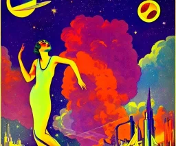 Vía Lactea. Art by "Guillermo Pérez Villalta". Vivid colors contrasts in an impressive way. End of the roaring twenties of the twentieth century.