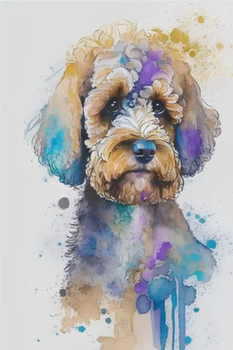 abstract watercolour of a cockapoo dog’s head