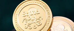 a coin with an emblem of "Squid Fun Funds"