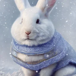 white rabbit, natural pigment, extremely sharp detail, finely tuned detail, ultra high definition, 8 k, unreal engine 5, ultra sharp focus, winter ambiance