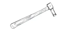 horizontal image of a hammer, detailed line drawing, vector
