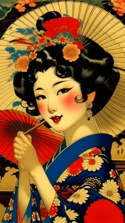 Pinup art from japanese style 1900 movie.PEPSICOLA