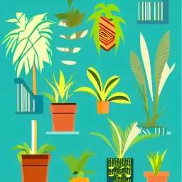 city, tropical, latino, plants, flat design, cover style, 2 colors, graphic illustration