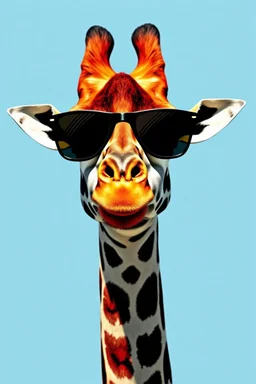 giraffewith sunglasses in the style of warhol