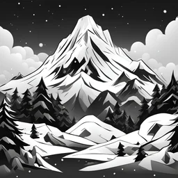 cartoon black and white snow mountain background