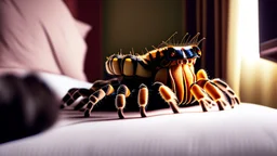 AN adult scared in hotel room from a pet tarantula