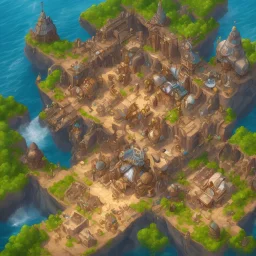 gold mine architecture concept in dofus，vertical view