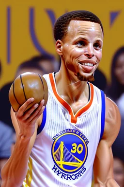 Steph curry holding a potato and crying