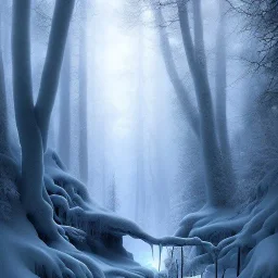 ethereal winter flowers, carved ice door at the end of ice steps, magical atmosphere, Renato muccillo, Andreas Rocha, Johanna Rupprecht, Beardsley, Unreal render, cinematic blue --aspect 9:16 --s 2500