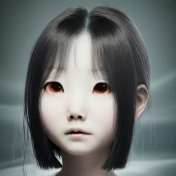 Sadako Yamamura (Ringu, 1998) ; screenshot, Dark Foggy Georgeous Horror Dark Fantasy Art by James Bousema, digital illustration, evil,wild, cold stare ,photo-realistic, 32K,dynamic colors,high details,high definition,crystal clear image,aspect ratio 33:1,DIGITAL ILLUSTRATION by James Bousema Modifiers: Nikon D850 elegant Award winning photography fantasy photorealistic very attractive