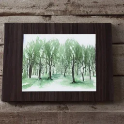 exquisite whimsical woodland watercolor, stretched canvas, cute, adorable, linen and wood backdrop