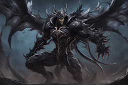 venom machine in solo leveling shadow artstyle, demon lord them, full body, apocalypse, intricate details, highly detailed, high details, detailed portrait, masterpiece,ultra detailed,best quality