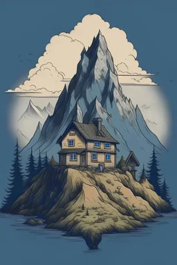 In the middle of his mountain is a house