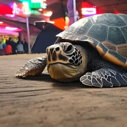 Turtle visiting the night market