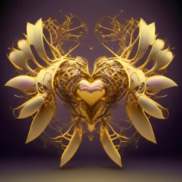 golden robot electric heart with tree wings