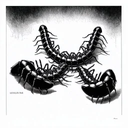 nihilism, horror centipede legs regression, surreal, digital illustration by Michael Whelan and VS Gaitonde, overlapping cel boxes shuffled and offset, moody, sinister