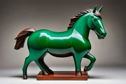 a dream of a horse, semi-front view, edmonia lewis, john pawson, zigzag tribal vibe, truncated snout under visor, by Alexander Archipenko, equestria, zoomorphic, rusty iron and/or green glass surfaces, excellent transparency, by Ursula Wood, delftware