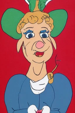 Portrait lady, full body shot, full-color medium shot style of Rudolph the red nosed reindeer tv special