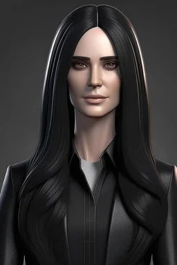 realistic American female president of the future with dark long hair